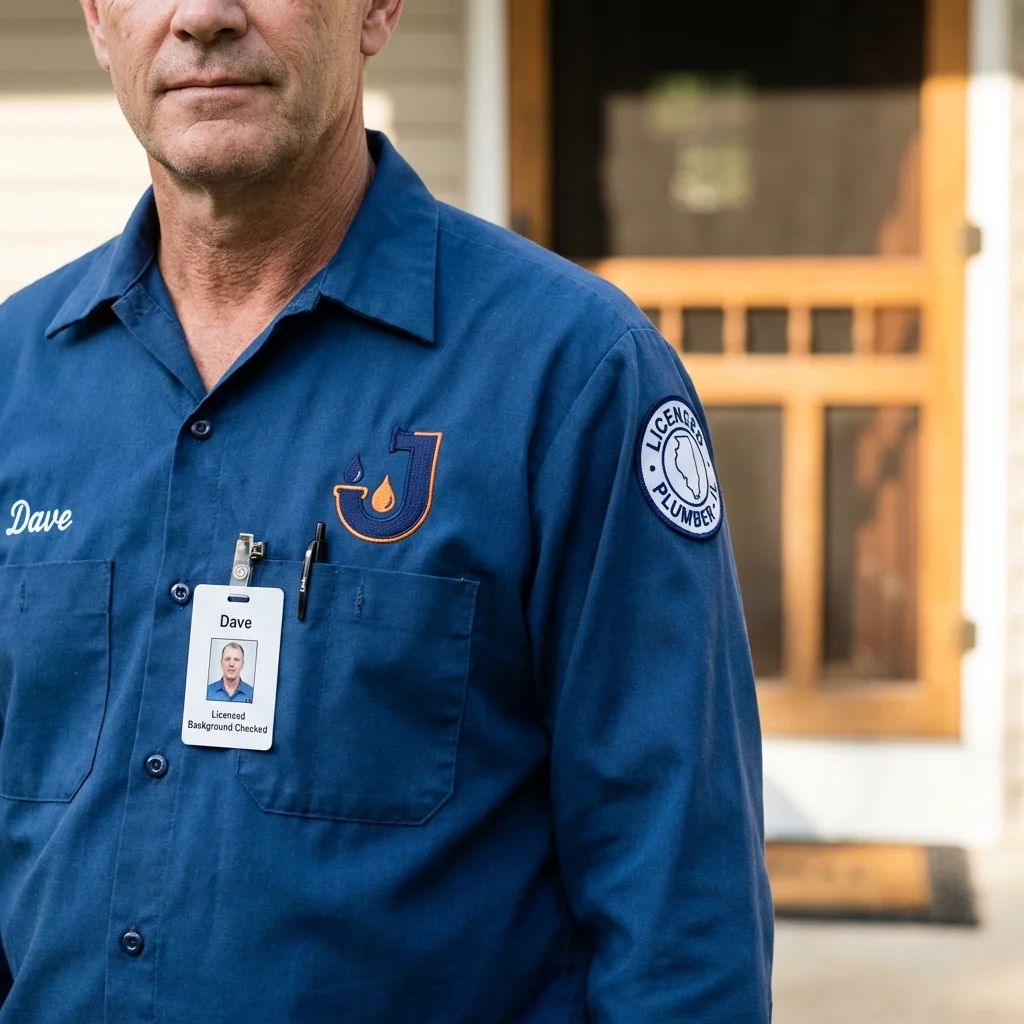 Licensed plumber showing ID badge in Margate City, NJ