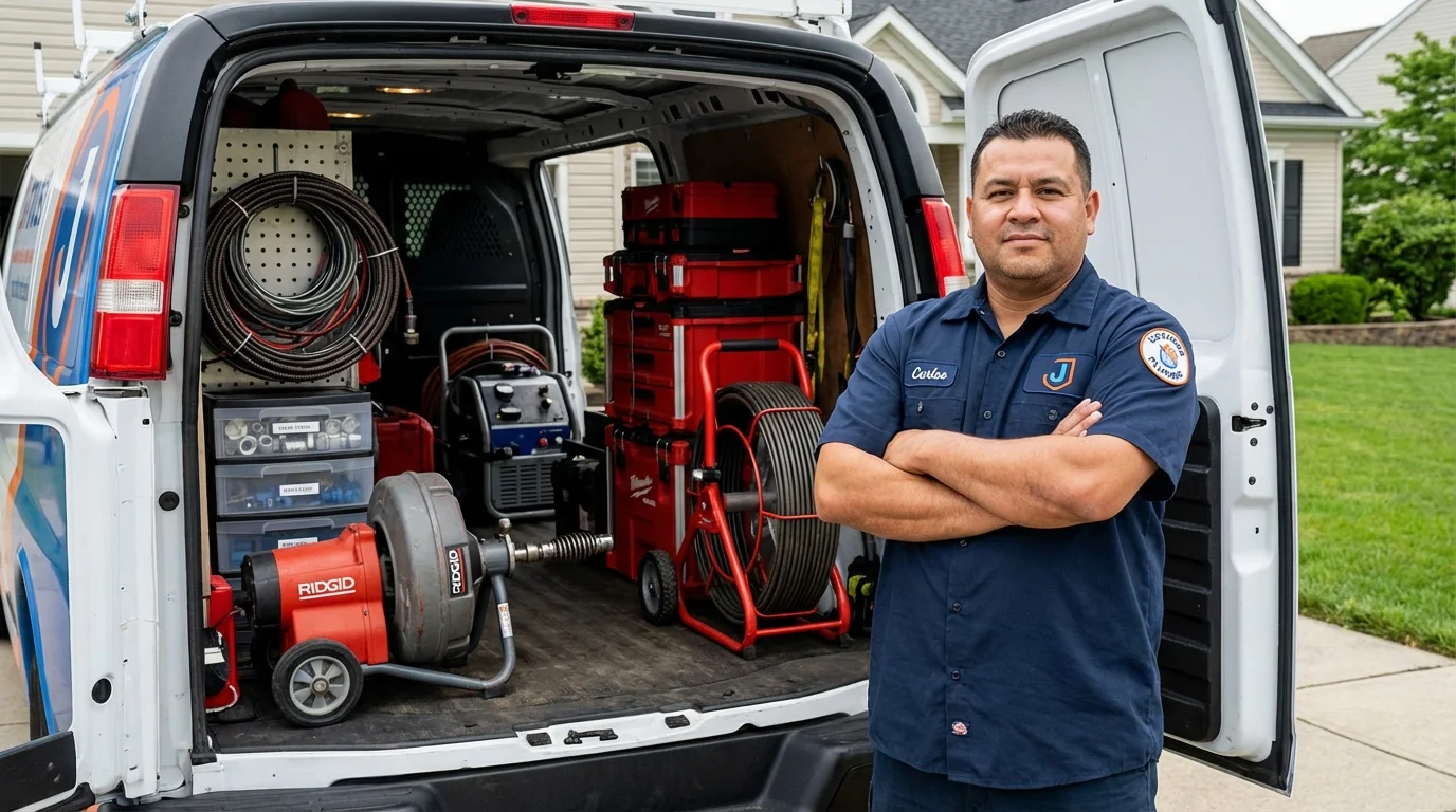 Professional drain cleaning equipment and Johns Plumbing LLC plumber in Margate City
