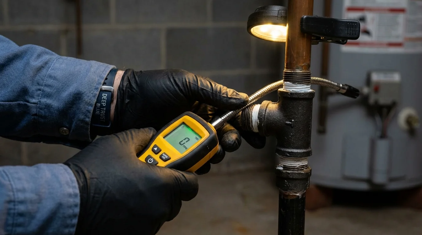 Gas leak detection with electronic sniffer by Johns Plumbing LLC in Margate City