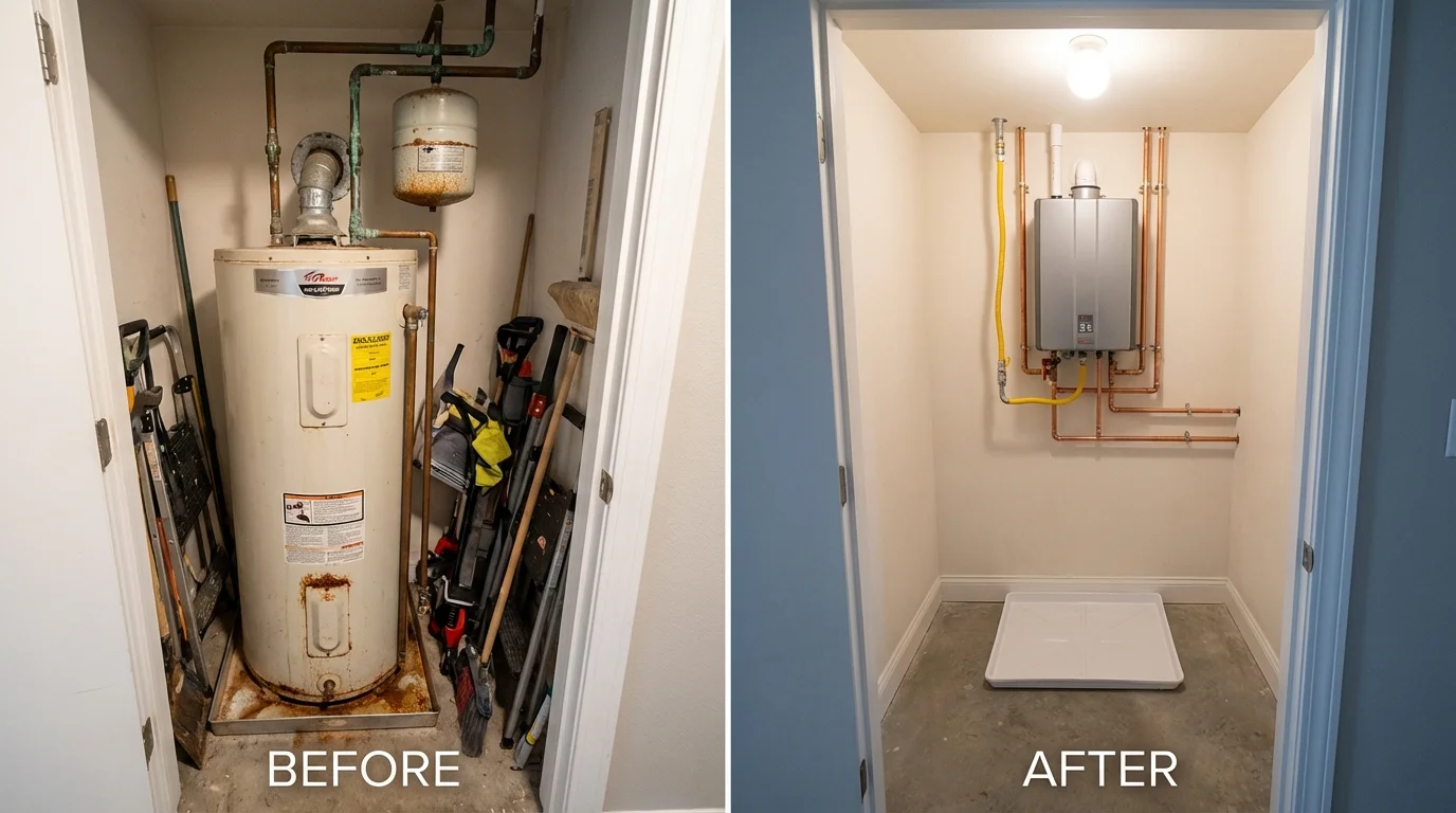 Tank water heater versus wall-mounted tankless unit comparison for Margate City, NJ homeowners