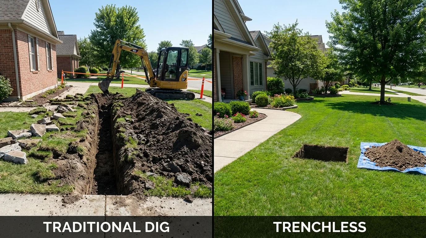 Trenchless sewer repair with minimal yard damage versus traditional excavation in Margate City, NJ